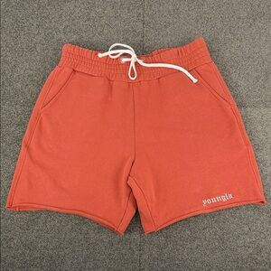 YoungLA Shorts Mens Large Orange Sweat Athletic Gym Workout Bodybuilding